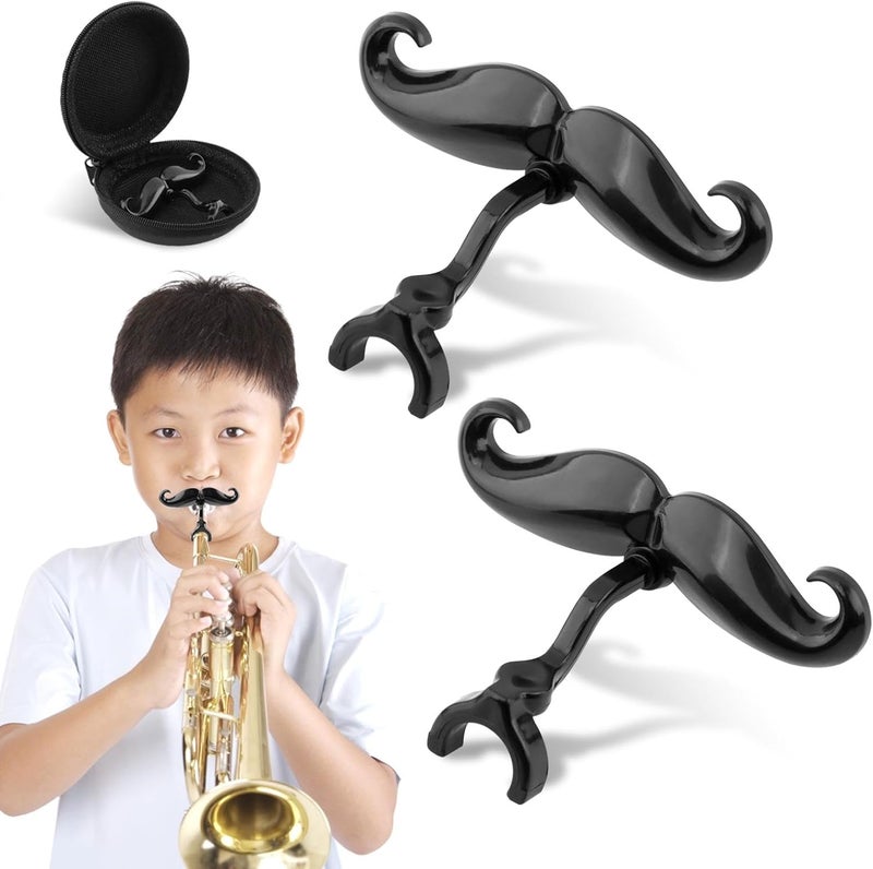 Ranjaner 2 Pack Clip-On Mustache for Trumpets and Trombones, Mustache Clip for Trumpet Mouthpiece includes Protective Case, Fits All Small Shank Mouthpieces - Image 1